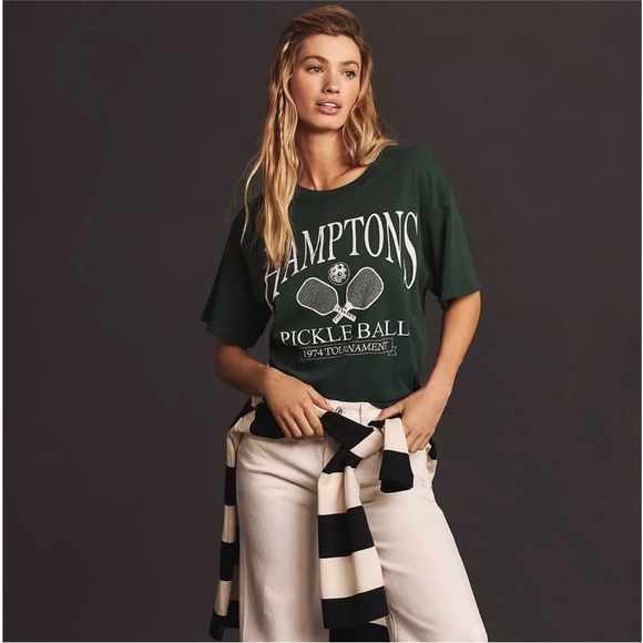 NWOT Letluv Hamptons Pickleball Graphic Tee XS Dark Green - Picture 2 of 8